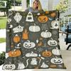 1pc ExtraSoft Plush Flannel Blanket Black & Orange JackOLanterns, Witches, Ghosts, Bats & Cobwebs AllSeason Cozy Throw for Bed, Sofa, Travel, Camping 