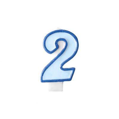 Number 2 Birthday Candle, Blue, 7cm