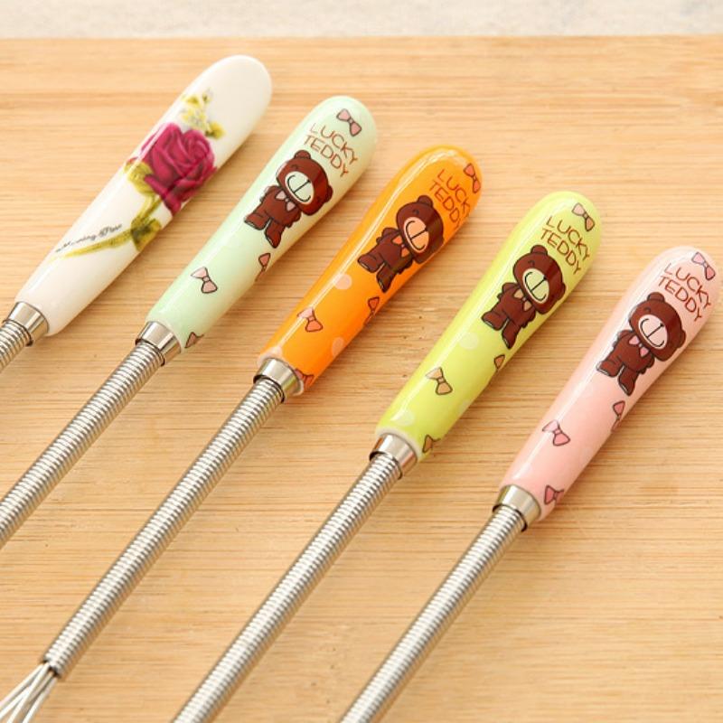 Bear Ceramic Handle Stainless Steel Compact Manual Egg Beater Cake Cookie Baking Mixer