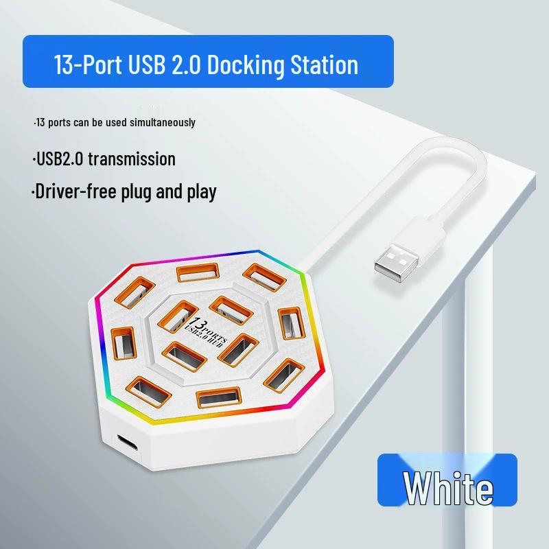 

13-портовая USB-хаб-док-станция с 7-цветной подсветкой