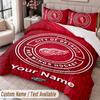 Detroit Red Wings Printed Bedding Set Custom Name Text 1 Duvet Cover 2 Pillowcases For Bedroom