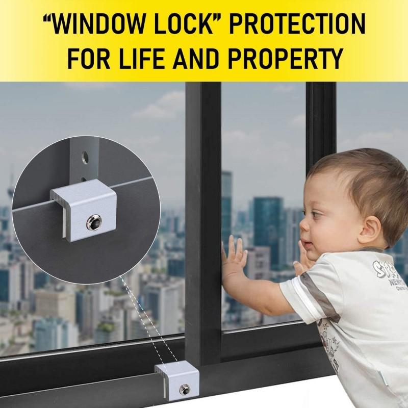 10-1Pc Window Lock Stopper Aluminum Alloy Sliding Window Anti-theft Lock Window Sliding Door Baby Kids Child Safety Doors Lock