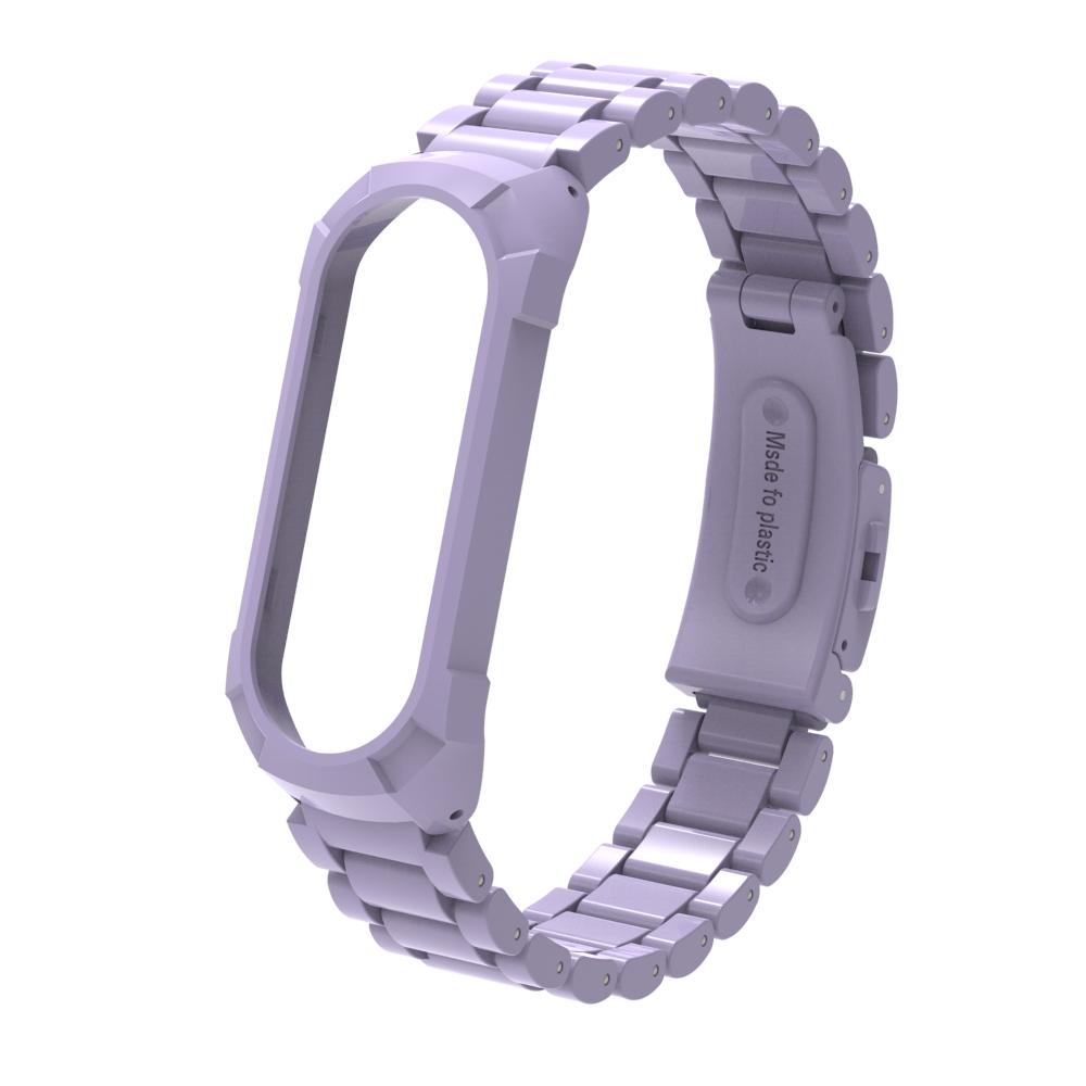 

For Xiaomi Smart Band 8/9 NFC Watch Band Plastic Three-Bead Wrist Strap with Integrated Watch Case Light Purple