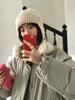 2025 Korean Style Knit Hat: Large Fit, Face Slimming, Warm Ear Protection, Solid Color, Autumn/Winter Fashion.