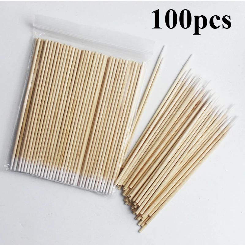100/300/500Pcs  Wood Cotton Swab Clean Sticks Bud Tip Wooden Cotton  Manicure Detail Corrector tattoo clean,Tattoo accessories