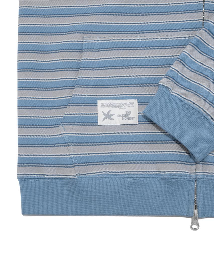 The Coldest Moment Tcm Stripe Standard Hooded Zip-Up (Blue)