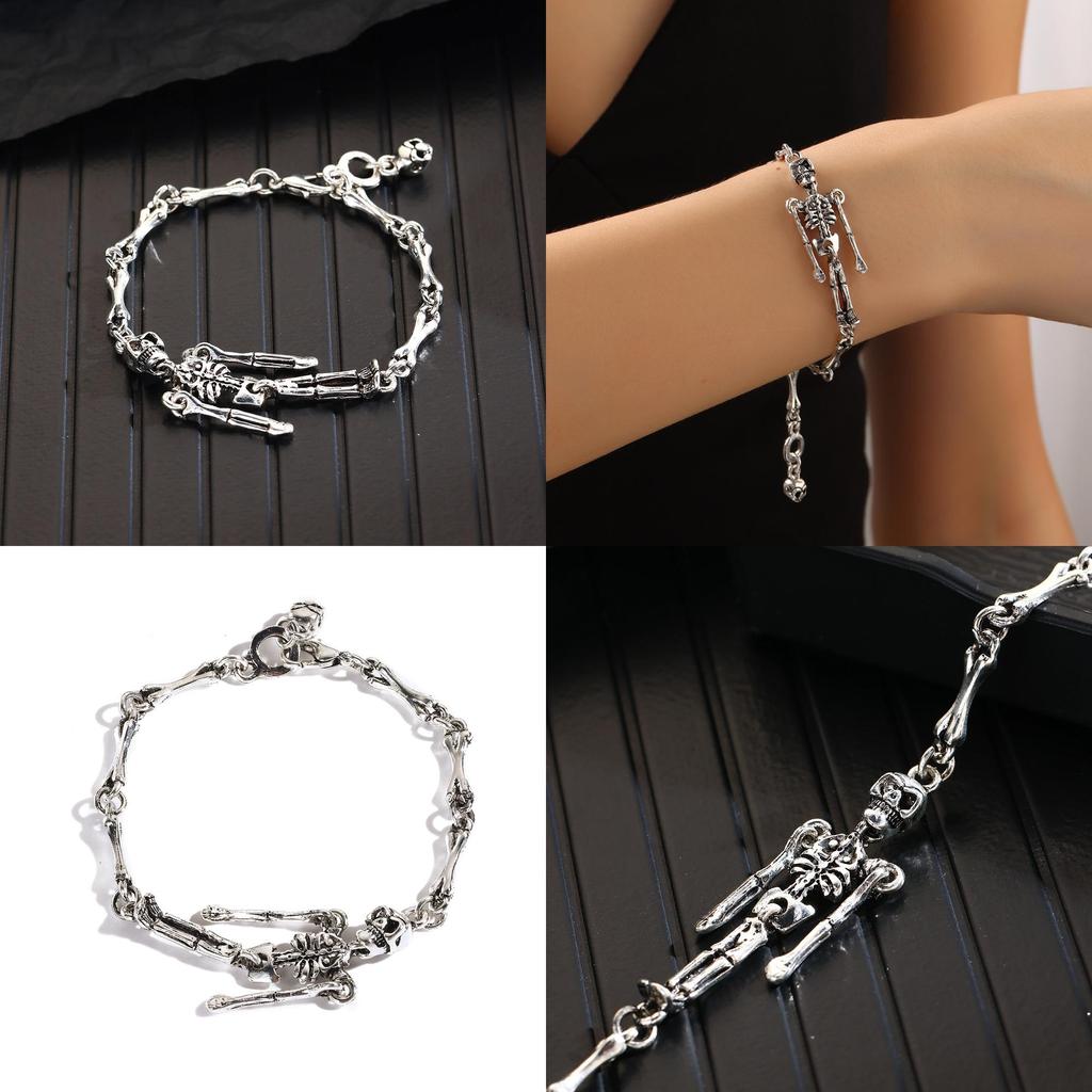 Gothic Punk Alloy Skull Jewelry With Exaggerated Style For Casual Outfits