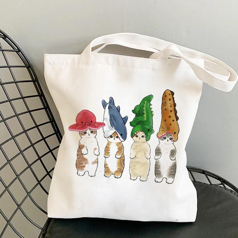 Kawaii Catshark Print Canvas Harajuku Shoulder Bag