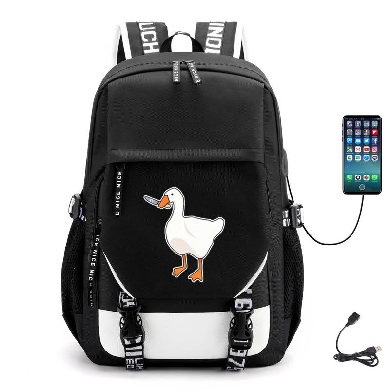 Multifunctional Goose Backpack Large Capacity Student Bag Leisure Travel Usb Computer Bag