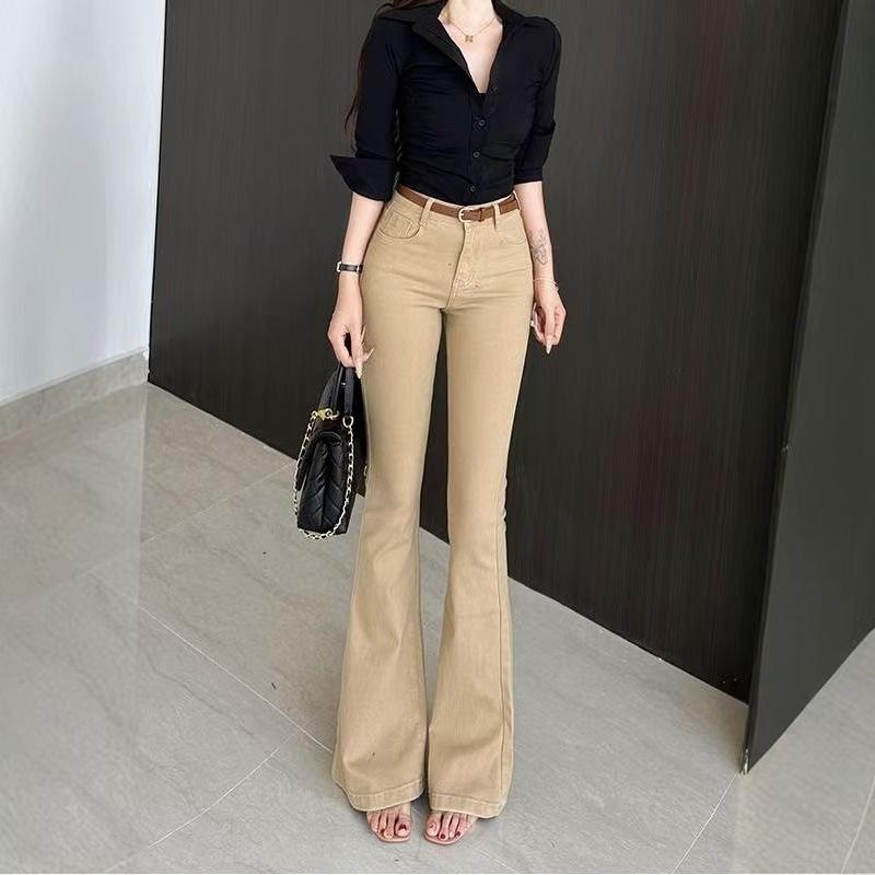 

High-Waisted Women s Micro-Flare Jeans, Summer Retro Wash, Slim Fit, Flattering Bell-Bottom Style S