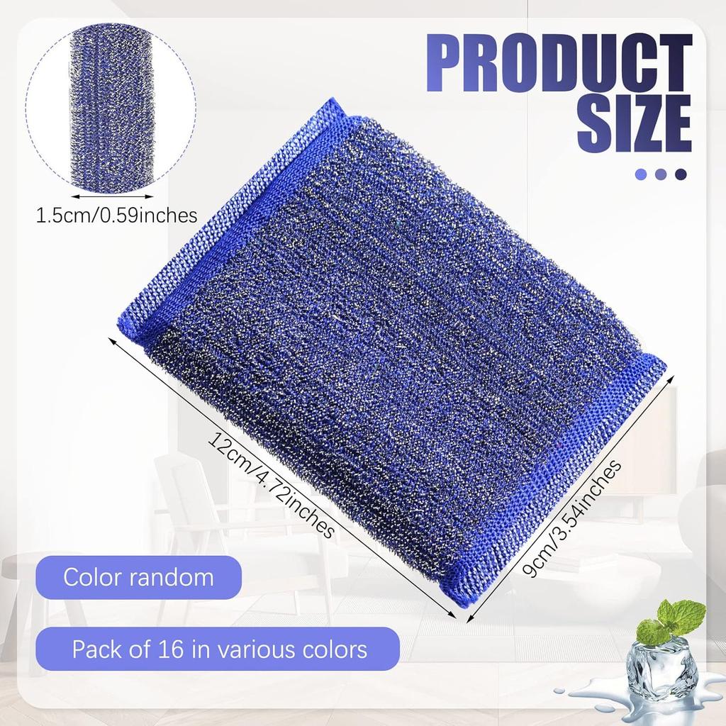 5/60pcs Steel Wire Sponge Wipe Non-stick Oil Brush Double Sided Cleaning Cloth Kitchen Dishcloth Scouring Pad Rag Cleaning Tool