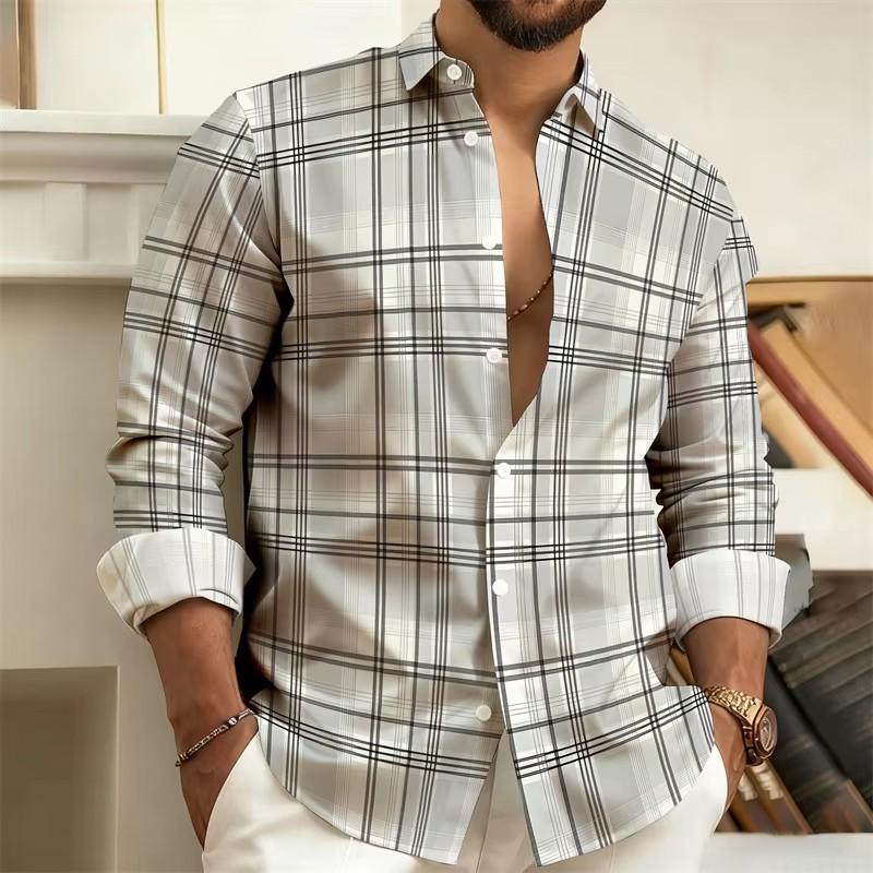 Autumn Winter New Men Clothes Long Sleeve Casual Stripe Shirt