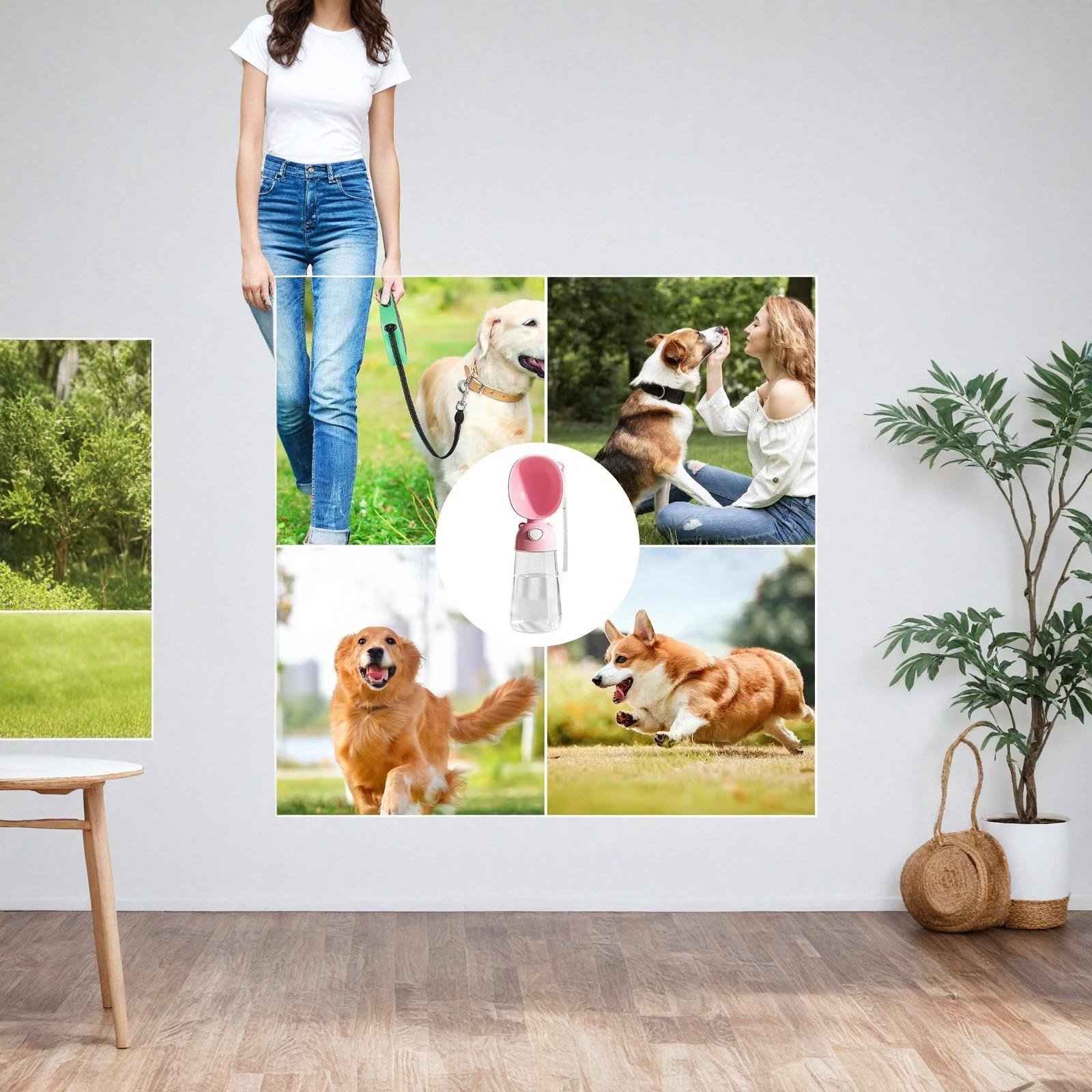 

Портативная бутылка для воды для домашних животных 380 мл, поилка для прогулок для собак и кошек one size розовый