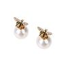 Explosive Retro Bee Asymmetrical Personality Earrings Female Net Red High Version Rear Hanging Letter Pearl Love Earrings