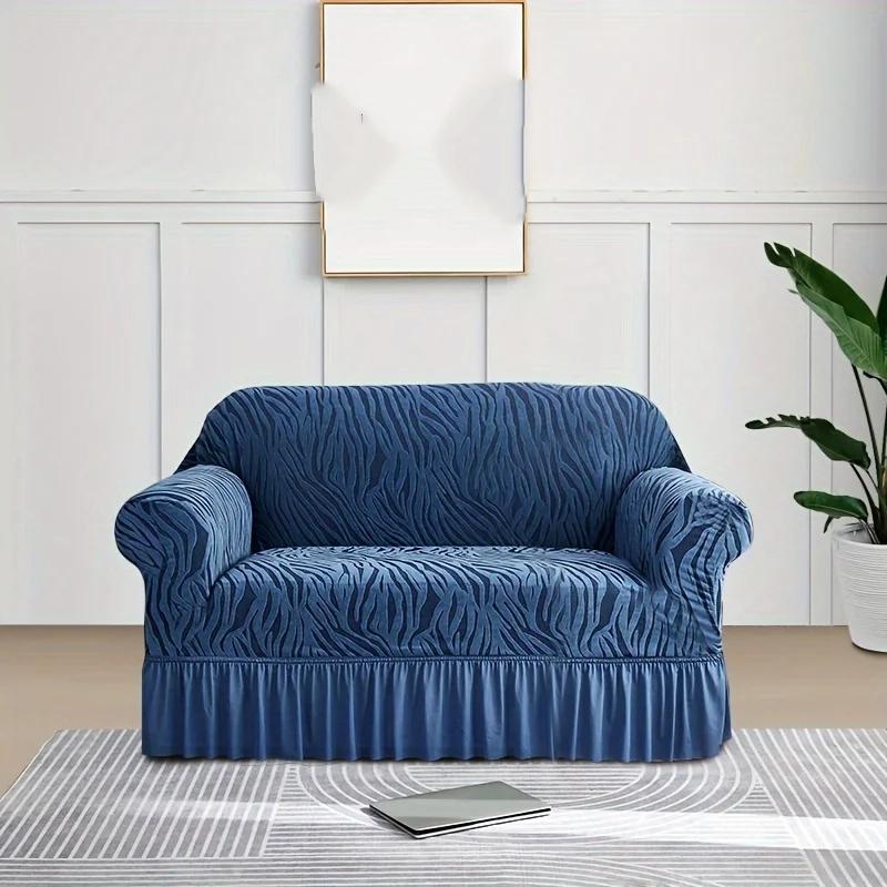 1 Piece Set Sea Wave Skirt Stretch Sofa Cover Non-Slip Full Cover Dust Cover Bedroom Living Room Home Decoration 2/3/4 People
