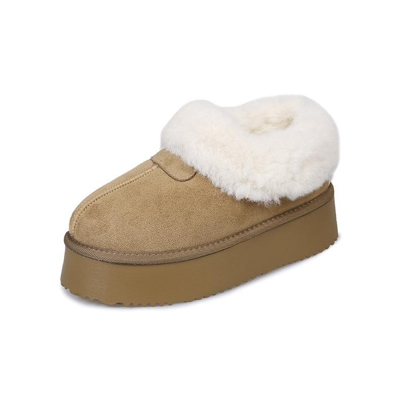

Thick-soled snow boots for women s 2024 winter piled and thickened Northeast large cotton shoes with one foot and bread fluff shoes 35 хаки