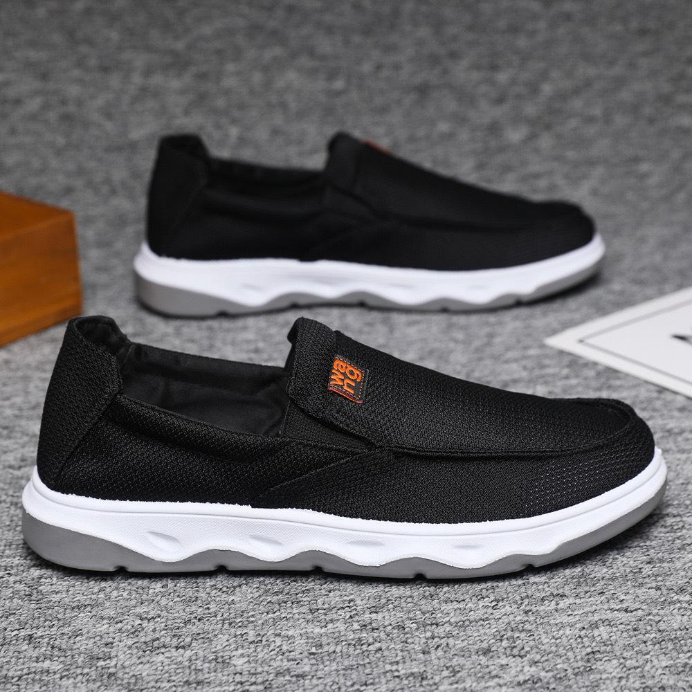 

Мужские весенние и летние тканевые туфли с дышащей плоской подошвой, простые мужские туфли, легкая сетчатая удобная спортивная повседневная обувь, импортная торговля 44 чёрный