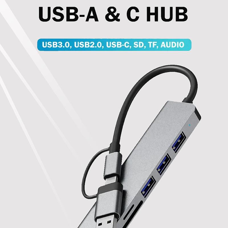 8 In1 USB C Hub Expander Multiport Adapter Type C Splitter Dock SD Card Reader For Samsung PC Tablet Fast Data Transfer Charging
