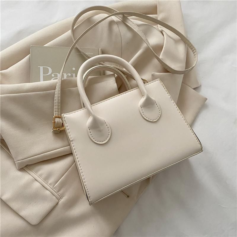 Popular textured small square bag, new popular retro handbag, simple solid color shoulder messenger women's bag