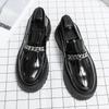 2025 New Men's Big Head Leather Shoes Thick Sole Heightening Patent Leather Glossy Casual Thick Heel Loafers Hairstylist Trendy Shoes