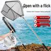 Telescopic Triangle Folding Fishing Net with Stainless Steel Handle - Black