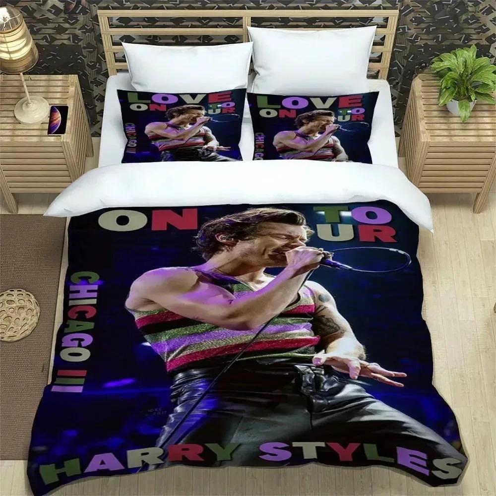 Set Biancheria da Letto Singer H-Harry-S-Styles Set Raffinato di Biancheria da Letto Copripiumino Set Piumone Set Biancheria da Letto Lusso Regalo di Compleanno
