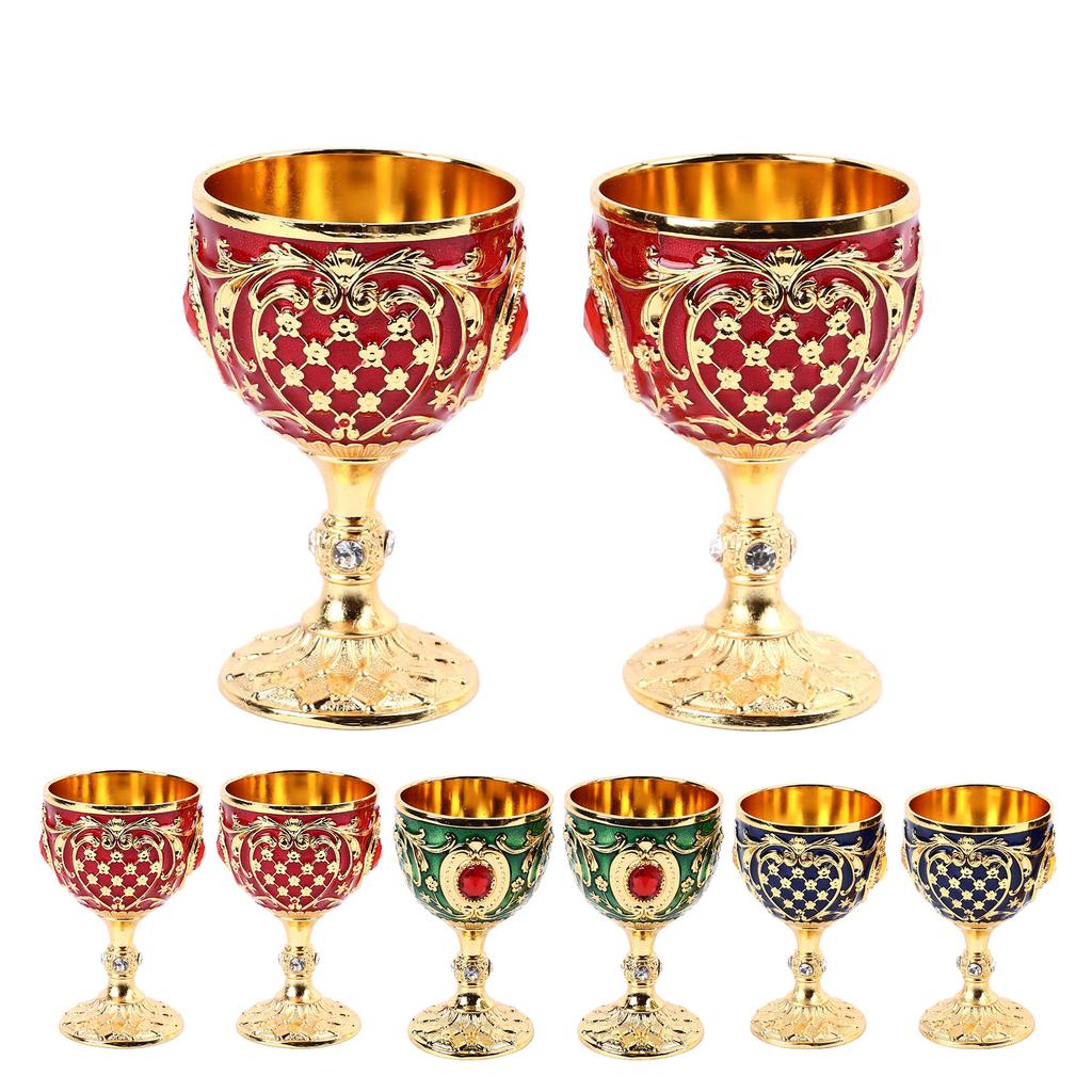 Weinglas im Vintage-Stil, Zinklegierung, elegante, dekorative Retro-Gläser mit Stiel für Zuhause, Bar, Party, 2 Stück