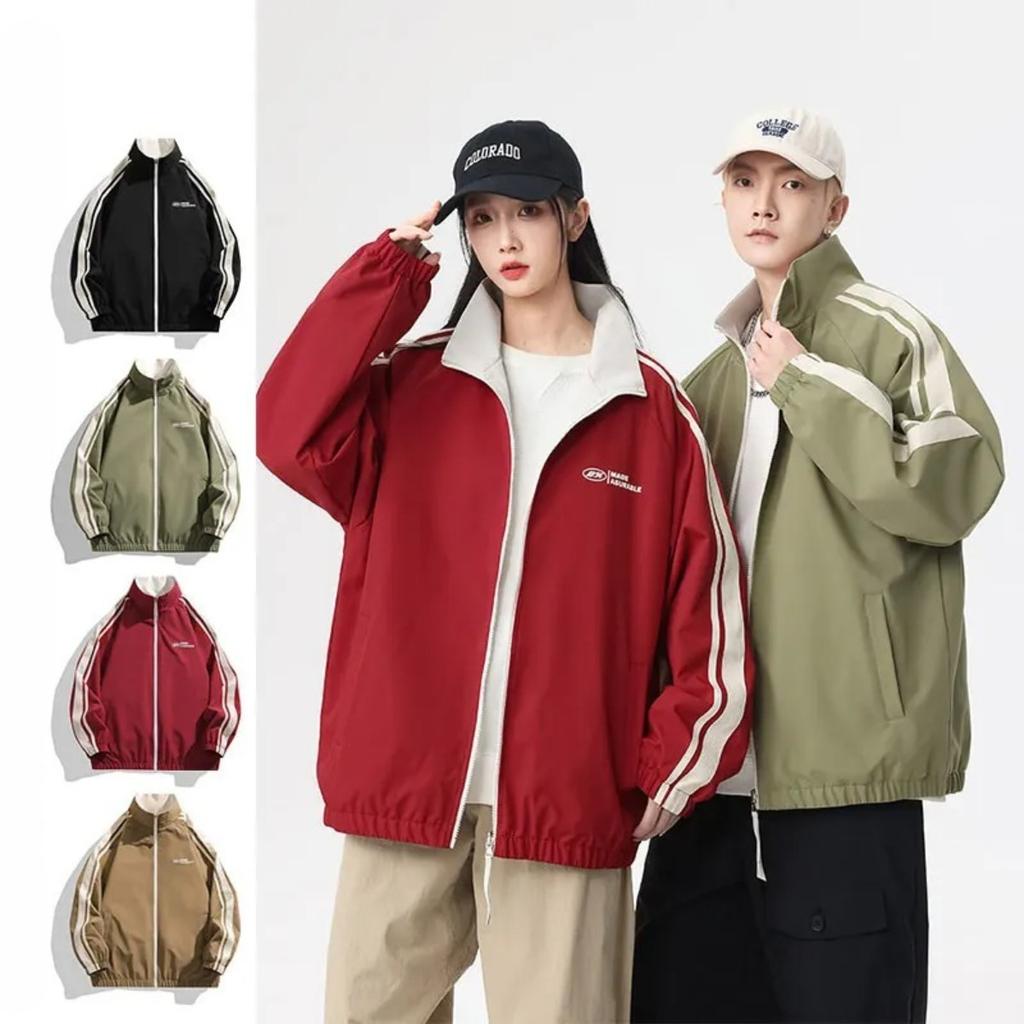ZYLLO New Jacket Two-sided Long Sleeve Outdoor Men Coats Women Reversible Windproof Coats Splashproof Double-Sided Jackets Couple Top
