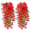 Wedding Artificial Flowers for Outdoor Fake Hanging Morning Glory with Eucalyptus Leaves UV Flower Bouquet Resistant Faux Plants Petunias