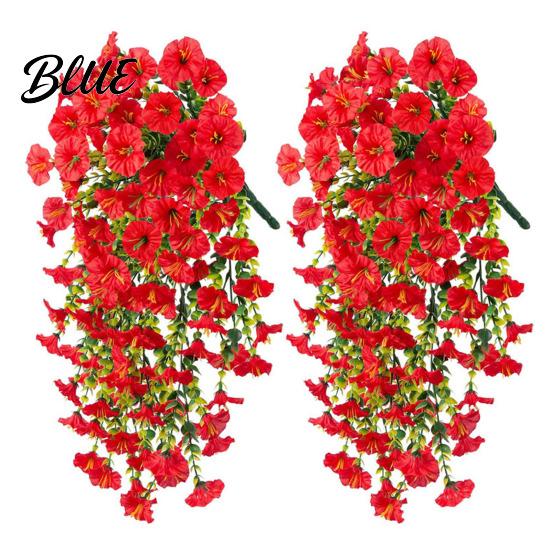 Wedding Artificial Flowers for Outdoor Fake Hanging Morning Glory with Eucalyptus Leaves UV Flower Bouquet Resistant Faux Plants Petunias