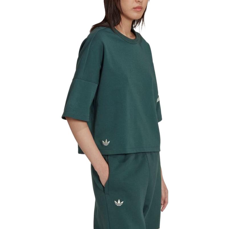 Adidas Drop Shoulder Sleeve T Shirt Women's Green HS6774