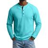 Men's Round Neck Long Sleeve Raglan T-Shirt with Button Placket for Casual Athletic Everyday Wear