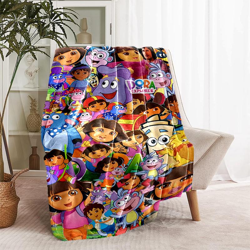 1pc Blanket D-Doras The Explorer1 Print Design, Lightweight Blanket for Sofa, Bed- Soft &Warm, Gift for All Seasons Like Christmas, Halloween