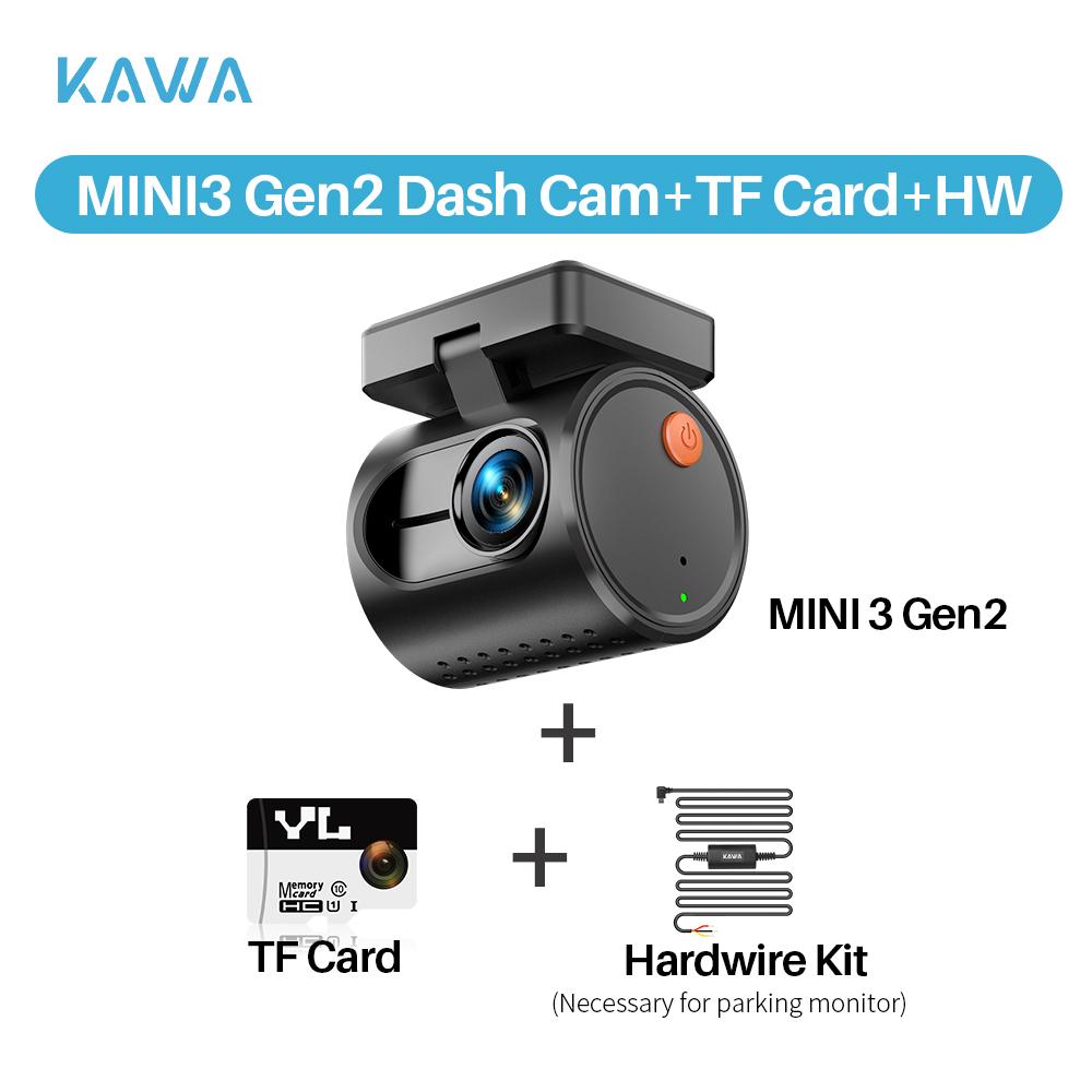 Dash cam KAWA MINI 3 Gen2 KAWA Car DVR AUTO Camera Video Recorder,2K WiFi&APP/Voice Control,Night Vision Upgrade Dashcam