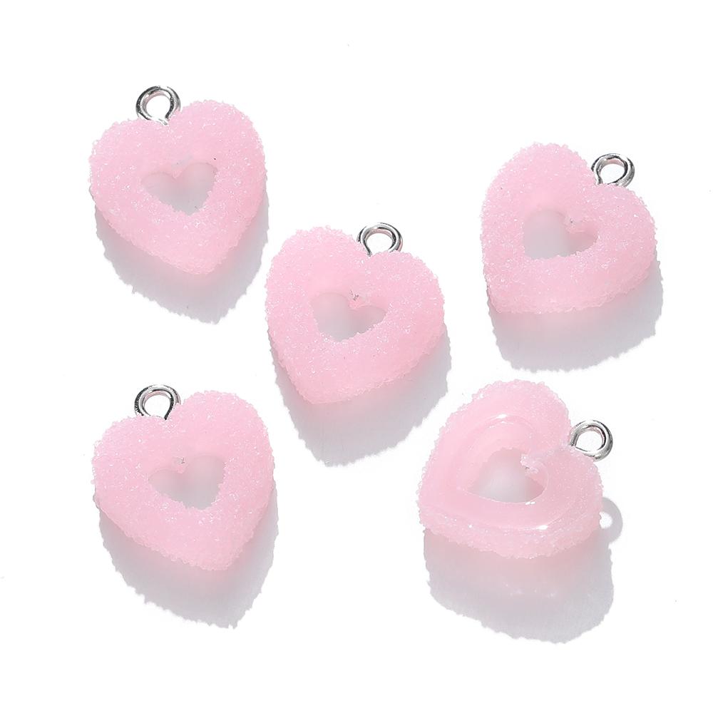 10pcs/lot Colorful Soft Candy Heart Shape Charms Cute Kawaii Resin Pendant Charms for Earring Bracelets Jewelry Making Bulk