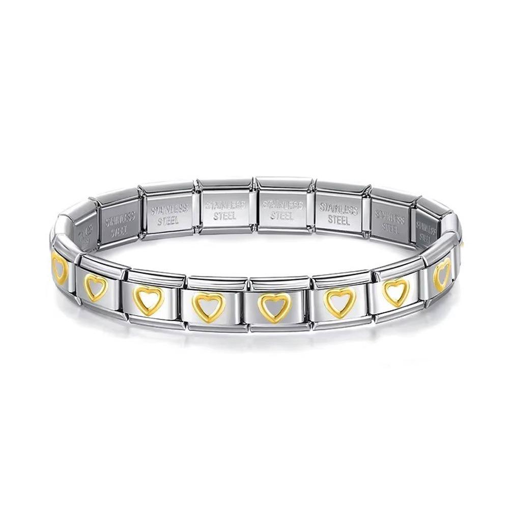 9mm Modulares Edelstahlarmband Quadratisch Elastische Handkette Geburtstag