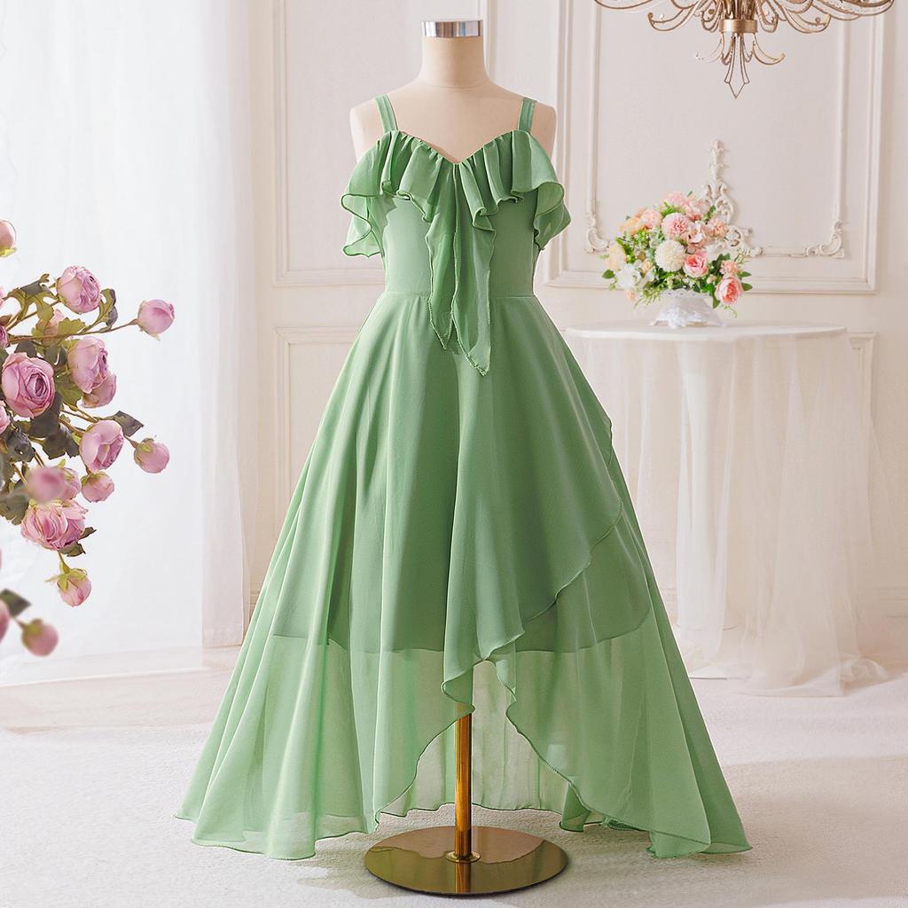Elegantes Chiffon-Abendkleid mit Spaghettiträgern für Kinder