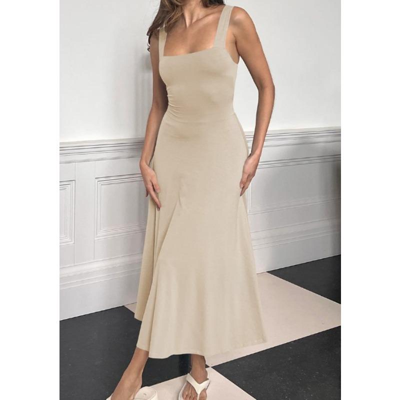 European and American women s clothing spring and summer new sexy tube top lace-up temperament elegant dress S абрикосовый