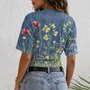 Women's Crew Neck Pullover Short Sleeve T-Shirt Floral Print Loose Fit Casual Top for Everyday Wear