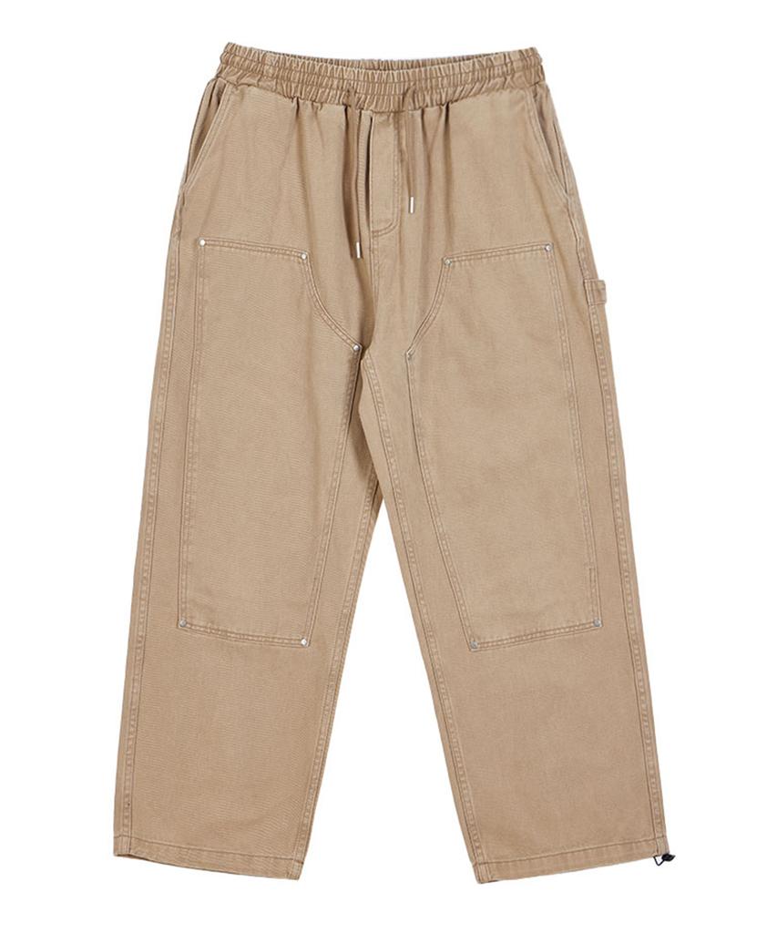 ASTRAL PROJECTION Wide Weathered Washed Elastic Waist Pants_Beige