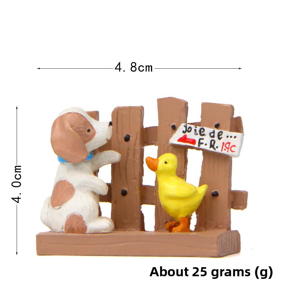 Cartoon Cute Fence Duck Dog Mini Model Ornament For Home And Garden Decoration