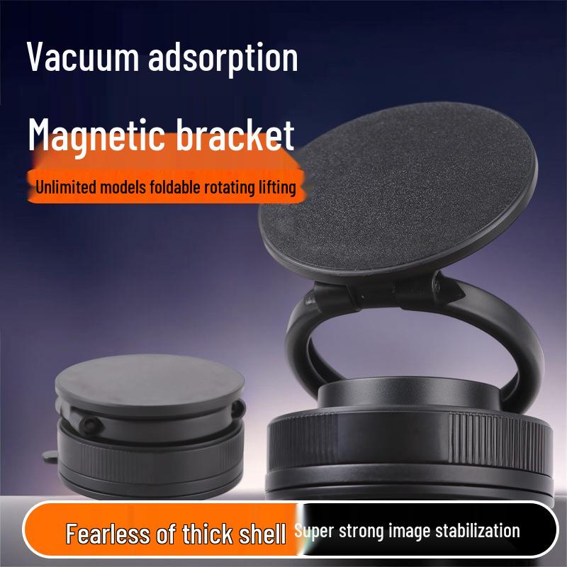 Universal Magnetic Car Phone Holder with Vacuum Suction for Dashboard and Desktop Use.
