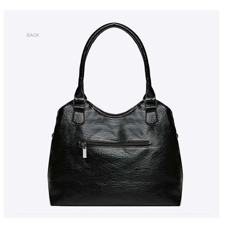 Large Capacity Soft Leather Minimalist Casual Tote Bag for Ladies