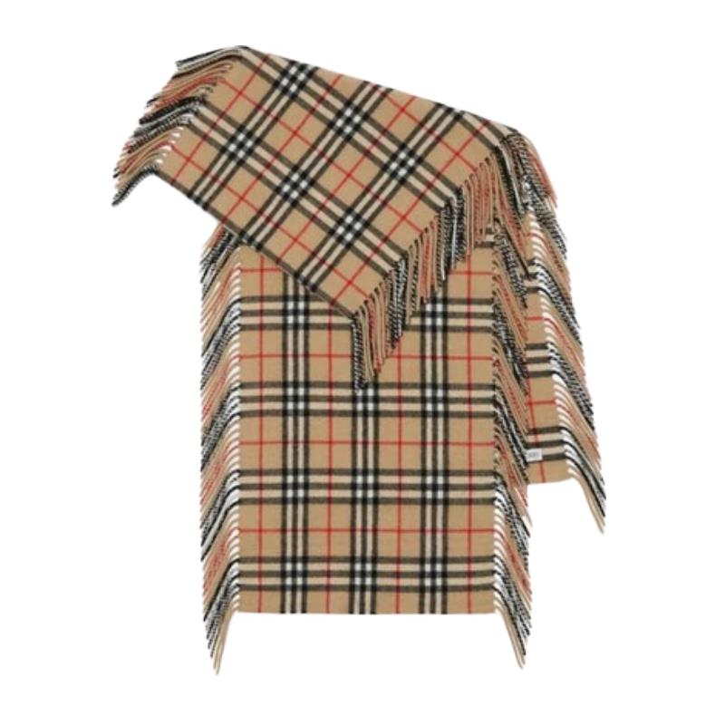 

Шарф Burberry з кашеміру в клітинку з бахромою One Size