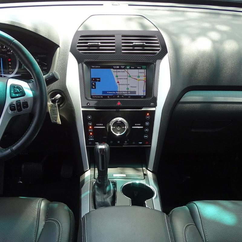 For Ford Explorer 2011 2012 2013 2014 2015 Carbon Black Interior Console Navigation Cover Frame Trim ABS Car Accessories 1pcs