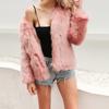 Women's  And Winter Fashion Warm Long-Sleeved Solid Color Short Jacket