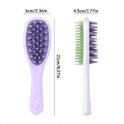 1pc Hair Washing Brush Long Handle Double-Sided Teeth Hair Washing And Combing Dry And Wet Dual-purpose Comb