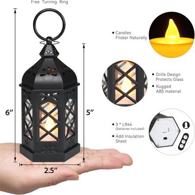 Retro Mini Black Tea Light Lantern Battery Powered For Ramadan Eid Wedding Halloween Christmas Easter TableCenterpiece Decoratin