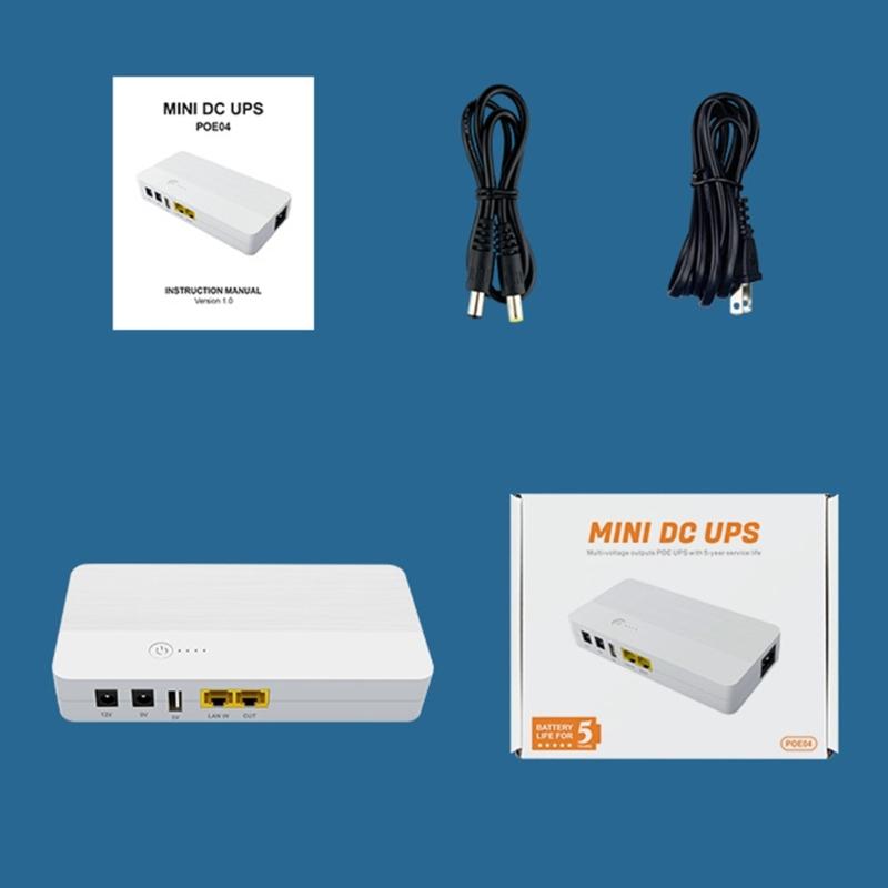 UPS Uninterrupted Power Supply 8000mAh 29.6Wh 60W 48V 5V 9V 12V 5.5x2.5mm POE UPS Power Supply for Wireless Router