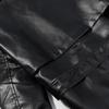 European and American Women's Faux Leather Fashion Trench Coat Jacket